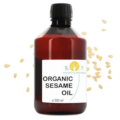 Abbildung von B.O.T cosmetic &amp; wellness Bio Sesamöl 100% natürlich und kaltgepresst Haut Haarpflege Ayurveda Massageöl Vielseitige Verwendung, Neutral, 500 ml 1er Pack