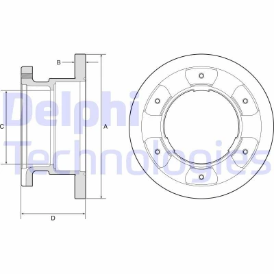 Abbildung von DELPHI BG9201 Bremsscheibe 306 22 6 voll geölt unbehandelt ohne Radlager, ABS Sensorring