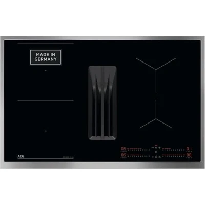 Abbildung von AEG Induktionskochfeld autark 80cm mit Dunstabzug / Made in Germany 4 Flex Kochzonen Bridge (Kombination 2er Zonen) Auto Funktion des Dunstabzugs Aktivkohlefilter COLI84COXB