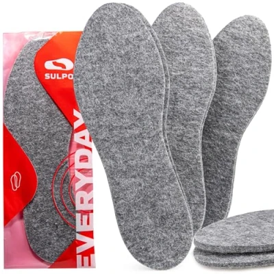 Abbildung von SULPO 3 Paare Filz Einlegesohlen Herren Damen und Kinder Winter Schuhsohlen Isolierende Extra dicke warm Filzsohlen für Schuhe Wintereinlage Größe 23 50