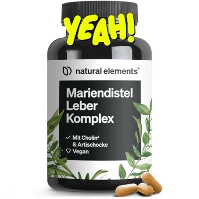 Abbildung von Mariendistel Leber Komplex 120 Kapseln mit Mariendistel, Cholin, Artischockenextrakt, Curcuma &amp; Zink Leberkur Hochdosiert, vegan, laborgeprüft und in Deutschland produziert