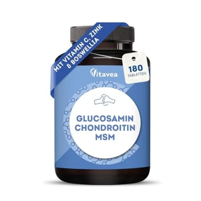 Abbildung von Glucosamin Chondroitin MSM 180 Tabletten Mit Vitamin C, Zinc, Boswellia Für Knochen, Knorpel, Kollagenbildung Gelenkkapseln Laborgeprüft, Ohne Zusatzstoffe Vitavea