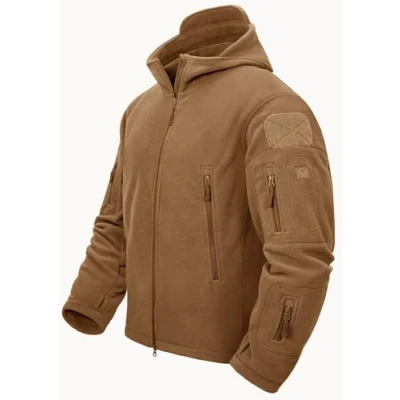 Abbildung von TACVASEN Herren Fleecejacke Military Outdoor Winddichte Jacke mit Kapuze Gr. XXL, Sand