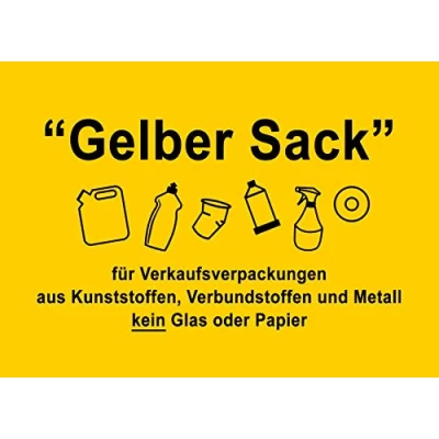 Abbildung von 5 Stück Gelber Sack Aufkleber