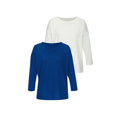 Abbildung von Vivance 2 PACK Langarmshirt Royalblau weiß, Damen, Größe: 40/42, weiß