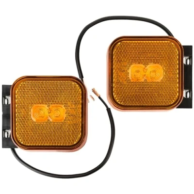 Abbildung von 2x LED Umrissleuchte 12 24 Volt 65x65mm mit Halter und Reflektor Orange Positionsleuchte Begrenzungsleuchte LKW PKW Anhänger Wohnwagen