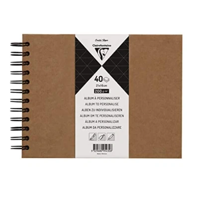 Abbildung von Clairefontaine 95432C Heft mit Kraftpapier zum Individualisieren (21 x 16 cm, 40 Blatt, 200 g, Spiralbindung, ideal als Gästebuch) 1 Stück kraft