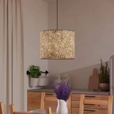 Abbildung von EGLO Hängeleuchte »BUTTERBURN«, 1 flammig, Leuchtmittel E27 ohne Leuchtmittel, Pendelleuchte, Esszimmerlampe, Textil mit Birkenblättern, Ø 36cm
