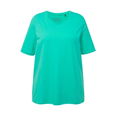Abbildung von Ulla Popken Rundhalsausschnitt Halbarm Tshirt basic, Damen, Größe: 46/48, Turquoise green