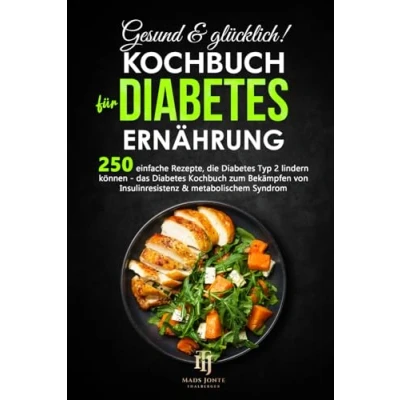 Abbildung von Gesund &amp; glücklich! Kochbuch für Diabetes Ernährung: 250 einfache Rezepte, die Typ 2 lindern können das zum Bekämpfen von Insulinresistenz metabolischem Syndrom