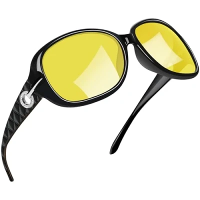 Abbildung von Joopin Damen Nachtsichtbrille zum Autofahrer und Nachtbrille Gelb Brille Groß UV400 Nachtsicht Nachtfahrbrille (Gelb)