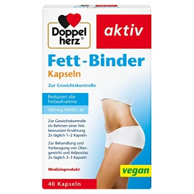 Abbildung von Doppelherz Fett Binder Medizinprodukt zur Unterstützung einer gewichtsreduzierenden Diät 40 vegane Kapseln