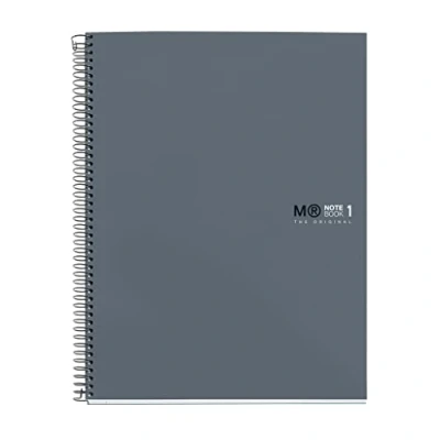 Abbildung von Miquelrius Notizbuch A5 (148 x 210 mm), Notebook The Original Colours, 80 Blatt 90 g/m² und 1 Farbstreifen, Raster 5 mm, 2 Loch Stanzung, Hardcover, Farbe Graphit