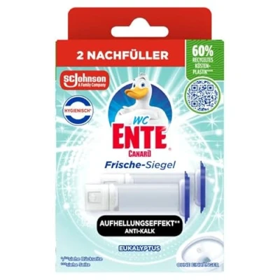 Abbildung von WC Ente Frische Siegel Nachfüller, körbchenloser Reiniger, 12 Gel Steine, Eukalyptus Duft, 1er Pack (2 x 36 ml)