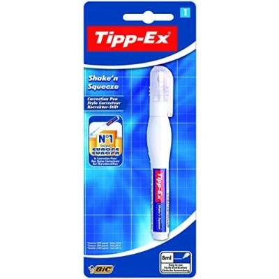 Abbildung von Tipp Ex Korrekturstift Shake&#039;n Squeeze, 8 ml, Blister 1 Stück, weiß