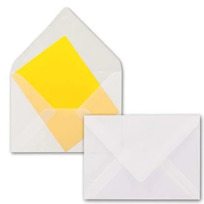 Abbildung von 50x Briefumschläge DIN B6 125 x 176 mm transparent Weiß Durchsichtige Umschläge EXTRA QUALITÄT 92 g/m² milchig Nassklebung
