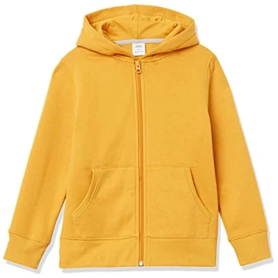 Abbildung von Amazon Essentials Jungen Fleece Kapuzenpullover mit Reißverschluss, Goldgelb, 6 7 Jahre