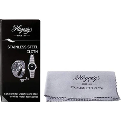 Abbildung von Hagerty Edelstahl Reinigungstuch 36x30cm I Imprägniert 100% Baumwolle Uhr Poliertuch Pflegetuch für Uhren Schmuck und Accessoires Metall