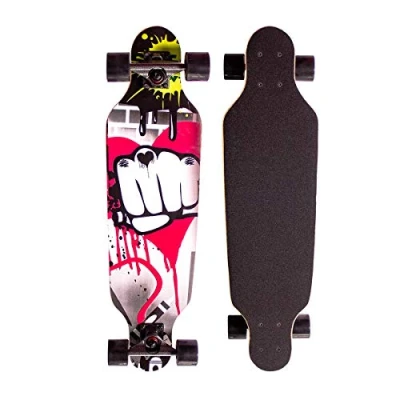 Abbildung von Sumeber Longboard Skateboard 31 Zoll for Anfänger Twin Tip Street Long Board Komplettes Drop Through Freeride Skating Cruiser Boards mit Light Up Wheels für Jugendliche Erwachsene Kinder Als Geschenke