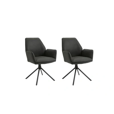 Abbildung von byLIVING Esszimmerstuhl Blair / 2er Set/Vintage Stoff anthrazit/Gestell Metall schwarz/Sitzschale 360 drehbar/Küchenstuhl/Wohnzimmerstuhl/B 57, H 89, T 61 cm