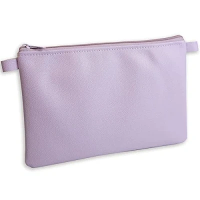 Abbildung von effektivo Banktasche mit Reißverschluss, Kunstleder violet, pink, 27 x 17 cm, passend für Dokumente bis DIN A5