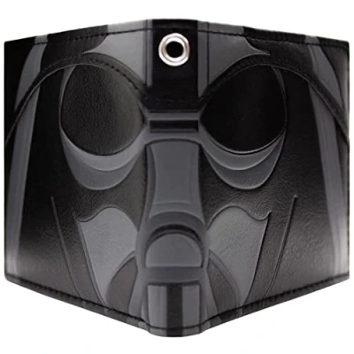 Abbildung von The Empire Strikes Back Star Wars Darth Vader Helm Tritt der Dunklen Seite bei! Geldbörse/Geldbeutel Bi Fold ID &amp; Kartenhalter, Schwarz