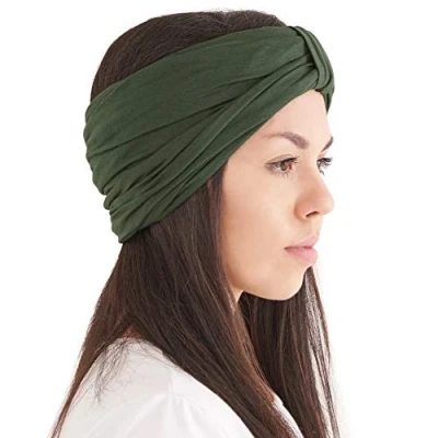 Abbildung von CHARM Frauen Chunky Turban Stirnband Kopftuch Winter Head Wrap Chemo Hut Naturhaar Khaki