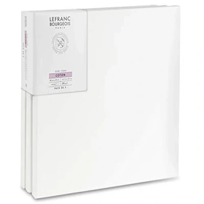 Abbildung von Lefranc Bourgeois 301352 Keilrahmen aus Fichtenholz 3er Set 40x40cm Leinwand 100% Baumwolle 280g/m², stabiler Fichtenholz, weiß vorgrundierte für Acrylfarben &amp; Ölfarben