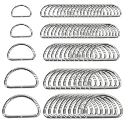 Abbildung von Belle Vous 120 Stk D Ringe Silber Metall Ring Verschiedene Vernickelt Halbringe Nicht Geschweißt Paracord Verschluss für Hundeleine, Halsband, Karabiner, Gurt, Rucksack, DIY Zubehör