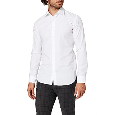 Abbildung von Seidensticker Herren Extra Bügelfreies Hemd mit sehr schmalem Schnitt X Slim Fit Langarm Kent Kragen, Weiß (Weiß 01), 43