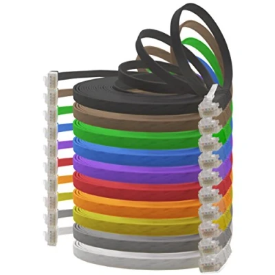 Abbildung von 0,25m 10 Farben Stück Cat.6 Flaches Netzwerkkabel Cat6 Flachkabel Ultra Flach Patchkabel 1000 Mbit/s Gigabit LAN (RJ45) Slim Micro
