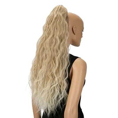 Abbildung von CAISHA 70cm Extralang Voluminös Gewellt Clip On Haarteil Zopf Pferdeschwanz Hitzebeständig Synthetik Hellblondmix H718