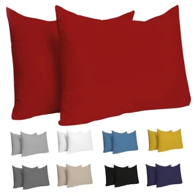 Abbildung von Kissenbezug 40x60 (Set mit 2) 100% Jersey Baumwolle 150 g/qm Kissenbezüge Rot Für Kissen 40 x 60 cm Kissenhülle Resistent und Hypoallergen Dreamzie