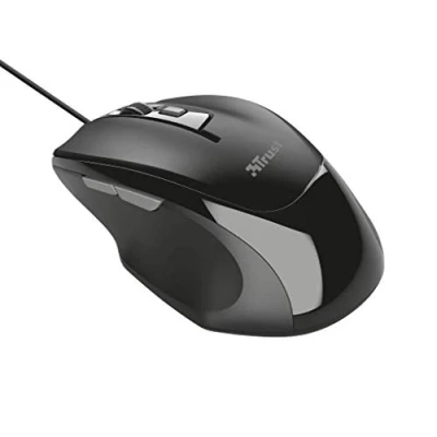 Abbildung von Trust Voca PC Maus mit Kabel, 800 2400 DPI, Komfortable Form, Kabellänge 160cm, 2 Daumentasten, USB Maus, Optische für Mac, Computer, Laptop Schwarz