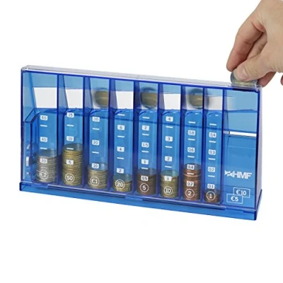 Abbildung von HMF 4710 05 Münzsortierer Euro Spardose 24,0 x 5,0 12,0 cm, blau