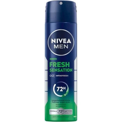 Abbildung von NIVEA MEN Fresh Sensation Deo Spray, Deodorant mit 72h Anti Transpirant Schutz gegen Schweiß und Geruch, Deospray antibakterieller Wirkung frischem Duft (150 ml)
