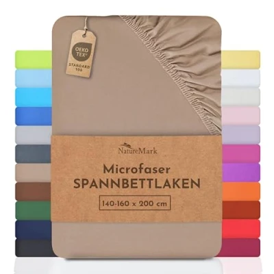 Abbildung von NatureMark Sonderposten!! Mikrofaser SPANNBETTLAKEN zum Sparpreis! viele Größen und Farben Markenware (140x200 160x200 cm, Sand/beige)