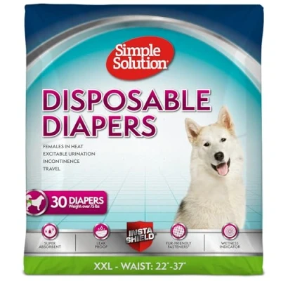 Abbildung von Simple Solution True Fit Einweg Hundewindeln für Hündinnen super saugfähig mit Nässeindikator XXL (Taille 55,994 cm) 30 Stück