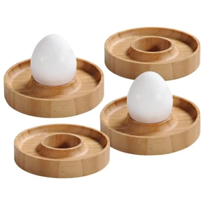 Abbildung von KESPER Eierbecher, 4er Set, Material: Bambus, Maße: Ø 10 cm, Höhe: 2 Farbe: Braun 58165