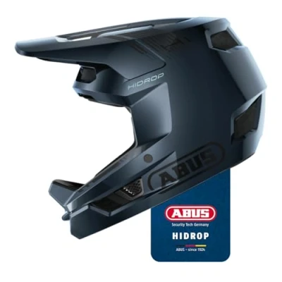 Abbildung von ABUS Downhill Helm HiDrop ASTM zertifizierter Fullface mit ABS Außenschale für MTB: Downhill, Enduro und Bikepark Erwachsene Jugendliche Blau, Größe S