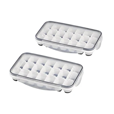 Abbildung von APS 2er Set Eiswürfelform inklusive transparentem Deckel, für je 21 Eiswürfel, Eiswürfelgröße: 4 x 2,5 3 cm