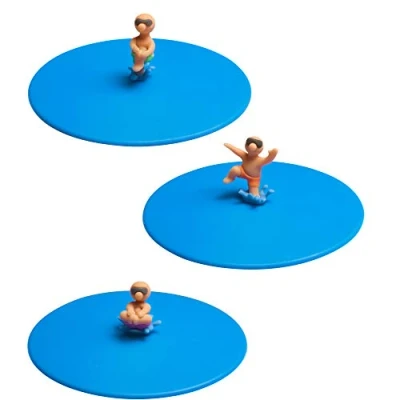 Abbildung von Lurch Mein Deckel Splash 3er Set (Bruno Bombe, Freddy Freestyle, Arne Anker), Glasabdeckungen aus 100% BPA freiem Platin Silikon, Ø 10,5cm, Blau