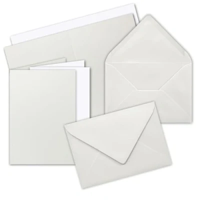 Abbildung von 25x Faltkarten SET DIN A6/C6 mit Brief Umschlägen in Hell Grau inklusive Einleger 14,8 x 10,5 cm Premium Qualität FarbenFroh