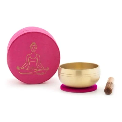 Abbildung von Set in Box pink YOGA 5181: Klangschale edel verpackt, eine schöne und originelle Geschenkidee! (Set Gegossene Klangschale)