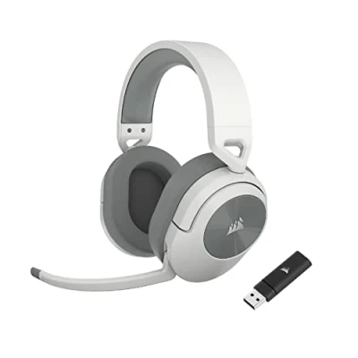 Abbildung von CORSAIR HS55 WIRELESS Leichtes Gaming Headset Dolby 7.1 Surround Sound Omnidirektionales Mikrofon Bis zu 50ft Reichweite iCUE Kompatibel PC, Mac, PS5, PS4 Weiß