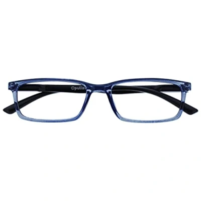 Abbildung von OPULIZE See Lesebrille Blaulichtfilter Schmal Rahmen Federscharniere Verbessern Den Schlaf Computer Gaming Entspiegelt Transparenter Blau Schwarz Bügel Herren Damen B9 3+2.00