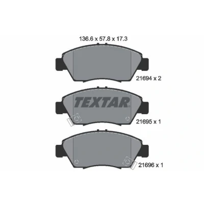 Abbildung von TEXTAR 2169401 Bremsbelagsatz mit akustischer Verschleißwarnung HONDA: JAZZ 4, CRX 3, CIVIC 8