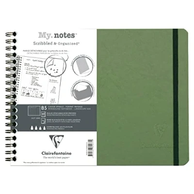 Abbildung von Clairefontaine 782433C Age Bag My.Notes Spiralbuch mit abtrennbaren Rändern, 25x19cm, 60 Blatt 90g DOT Grün, 1 Stück
