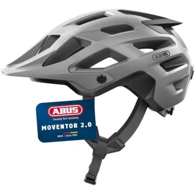Abbildung von ABUS MTB Helm Moventor 2.0 komfortabler Fahrradhelm fürs Gelände All Mountain für Damen und Herren Silber, Größe M