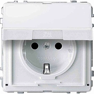 Abbildung von Schneider Electric Merten MEG2310 7219 Schuko Steckdose mit Berührungsschutz Stecklemme, Schutzkontaktsteckdose, Polarweiss Aquadesign, Made in Germany